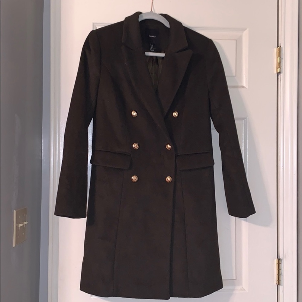 Forever 21 Olive Green military style pea coat